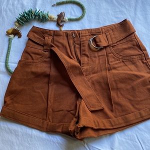 Forever 21 brown high waisted shorts with matching belt NWOT